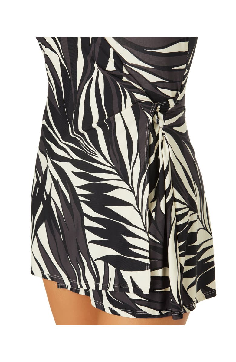 Anne Cole Women's Palm Chic Surplice Twist Skirted Swimdress, Alternate, color, Palm Chic