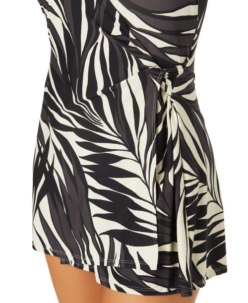 ANNE COLE PALM CHIC SURPLICE TWIST SKIRTED SWIMDRESS 