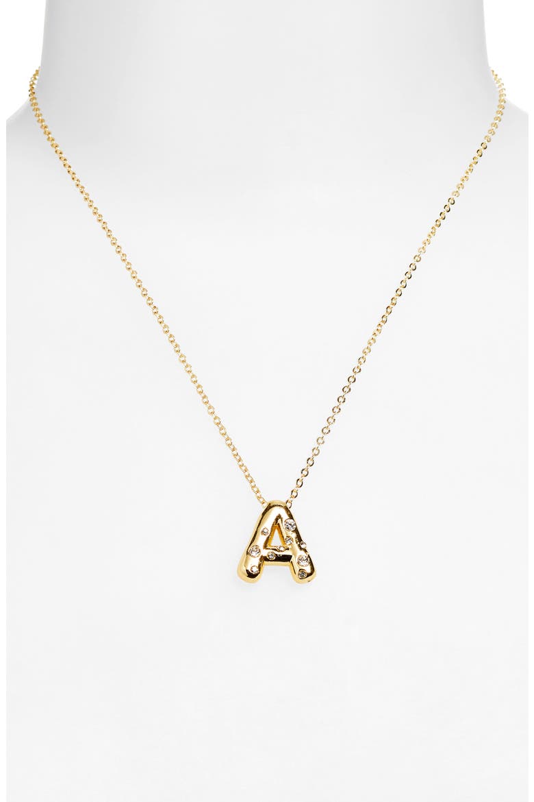 Leticia Cubic Zirconia Initial Pendant Necklace, Alternate, color, GOLD