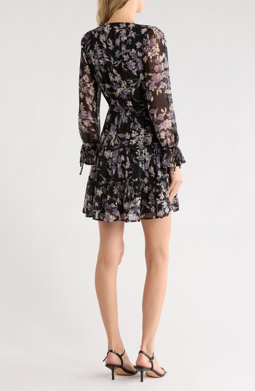Lovestitch Flora Long Sleeve Tiered Fit & Flare Dress In Black