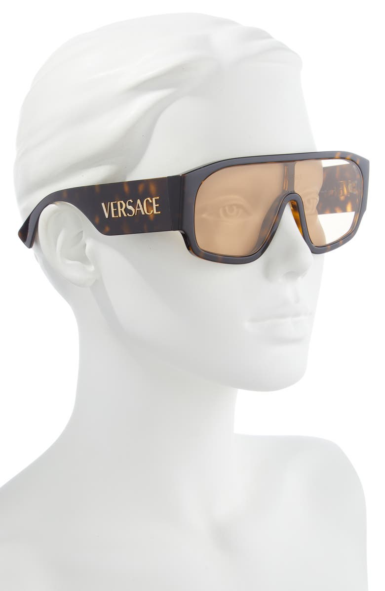 Versace 33mm Shield Sunglasses, Alternate, color, Havana