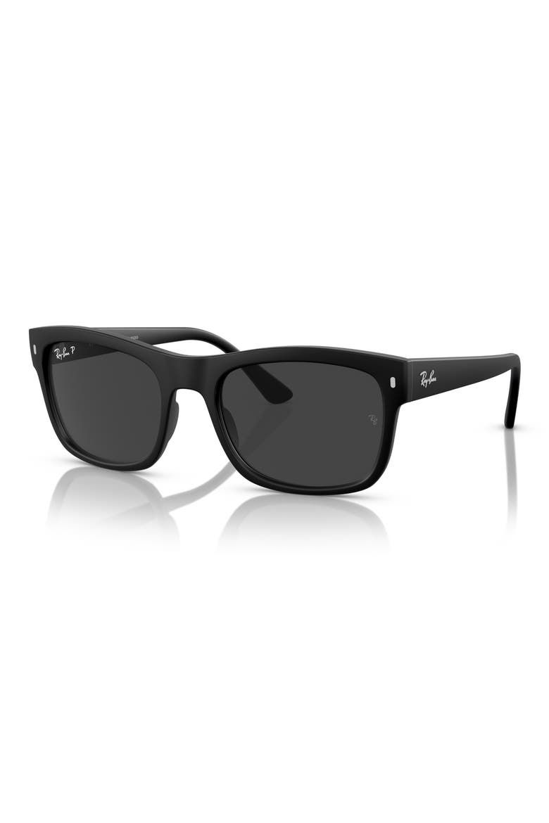 56mm Polarized Square Sunglasses, Alternate, color, MATTE BLACK / POLAR BLACK