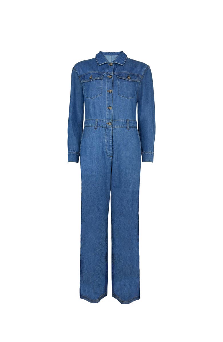 Ro&Zo Denim Long Sleeve Jumpsuit, Alternate, color, Blue