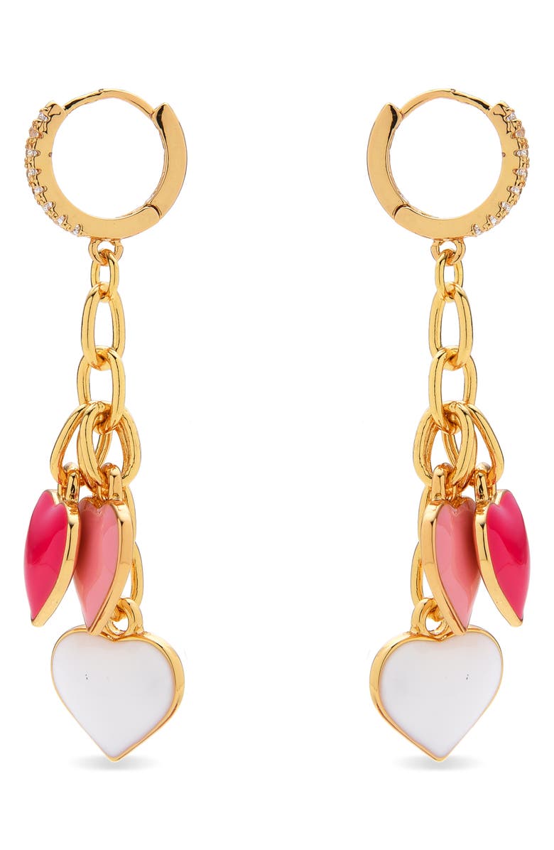 EYE CANDY LOS ANGELES Enamel Hearts Drop Huggie Hoop Earrings, Alternate, color, Gold