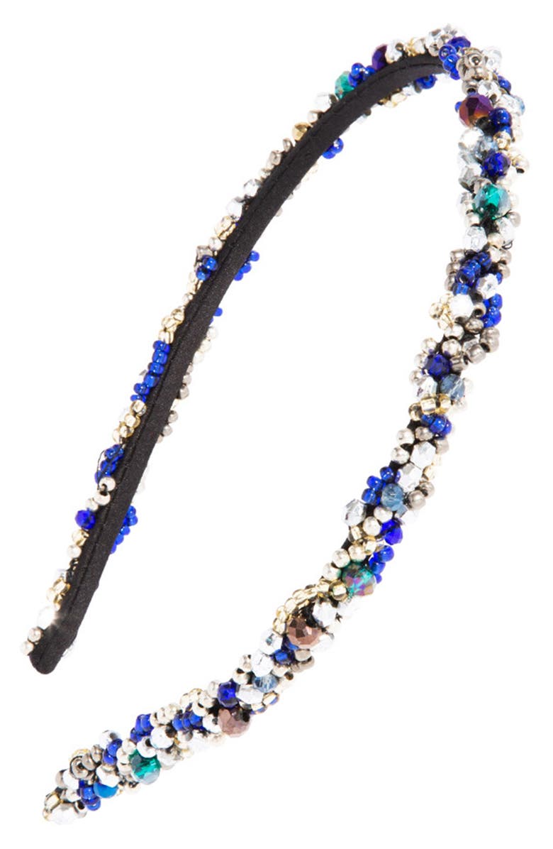 L. Erickson Positano Beaded Headband, Main, color, Blue/ Multi