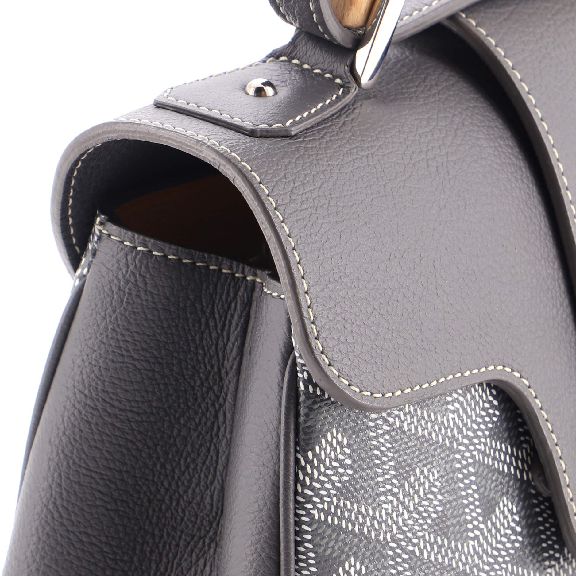 Saigon Top Handle Bag Coated Canvas with Leather Mini, Alternate, color, Grey