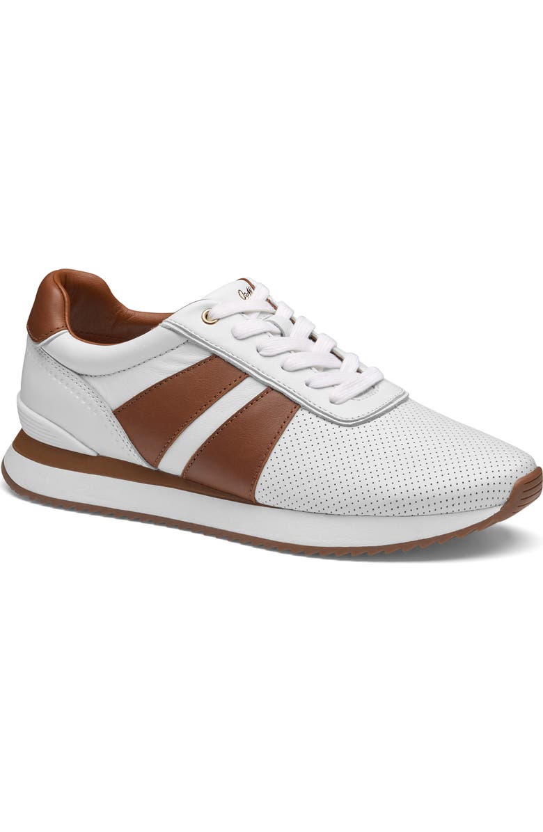 Johnston & Murphy Morgan Sneaker, Main, color, White/ Tan Full Grain