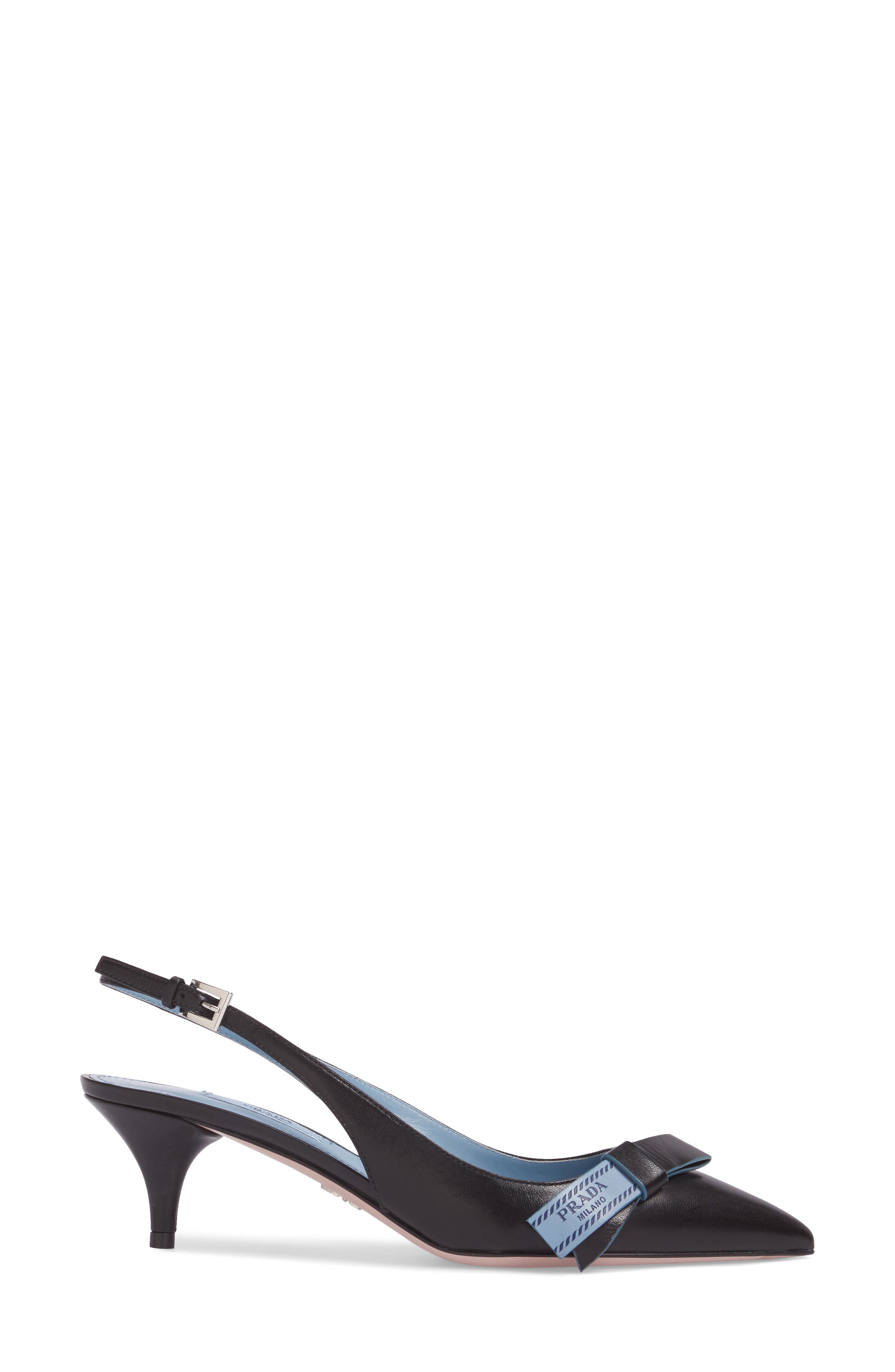 Prada Logo Bow Slingback Pump, Alternate, color, 