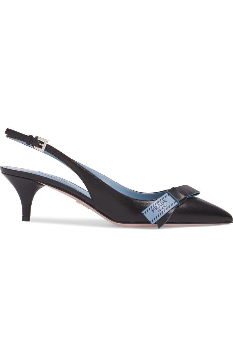 Prada Logo Bow Slingback Pump, Alternate, color,