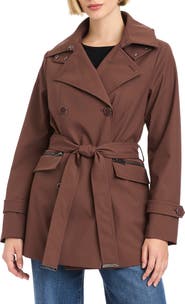 Vince Camuto Double Breasted Hooded Trench Coat
