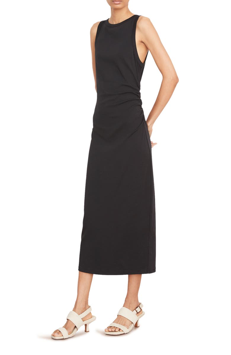 Vince Side Drape Stretch Cotton Midi Dress, Alternate, color, 