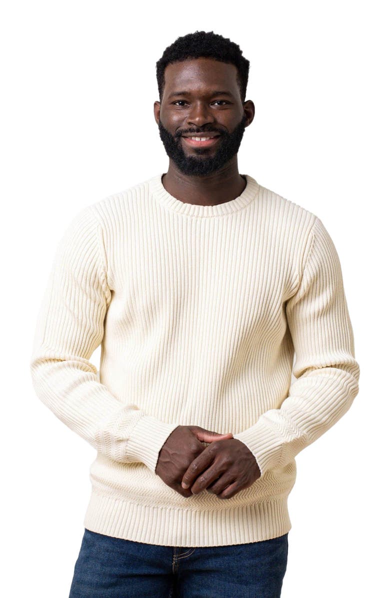 Hope & Henry Men's Organic Herringbone Detail Crew Neck Sweater, Main, color, 