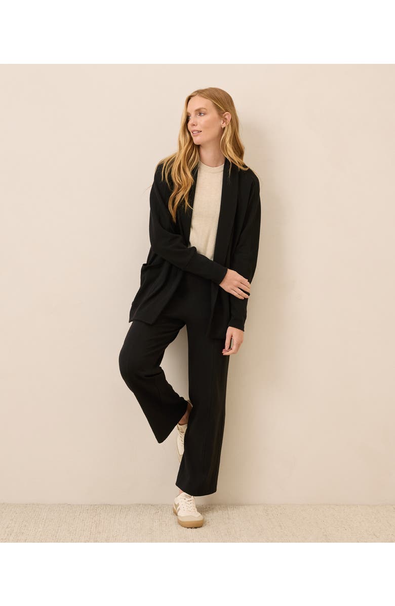 Pact Organic Cotton Airplane Wrap Cardigan, Alternate, color, Black