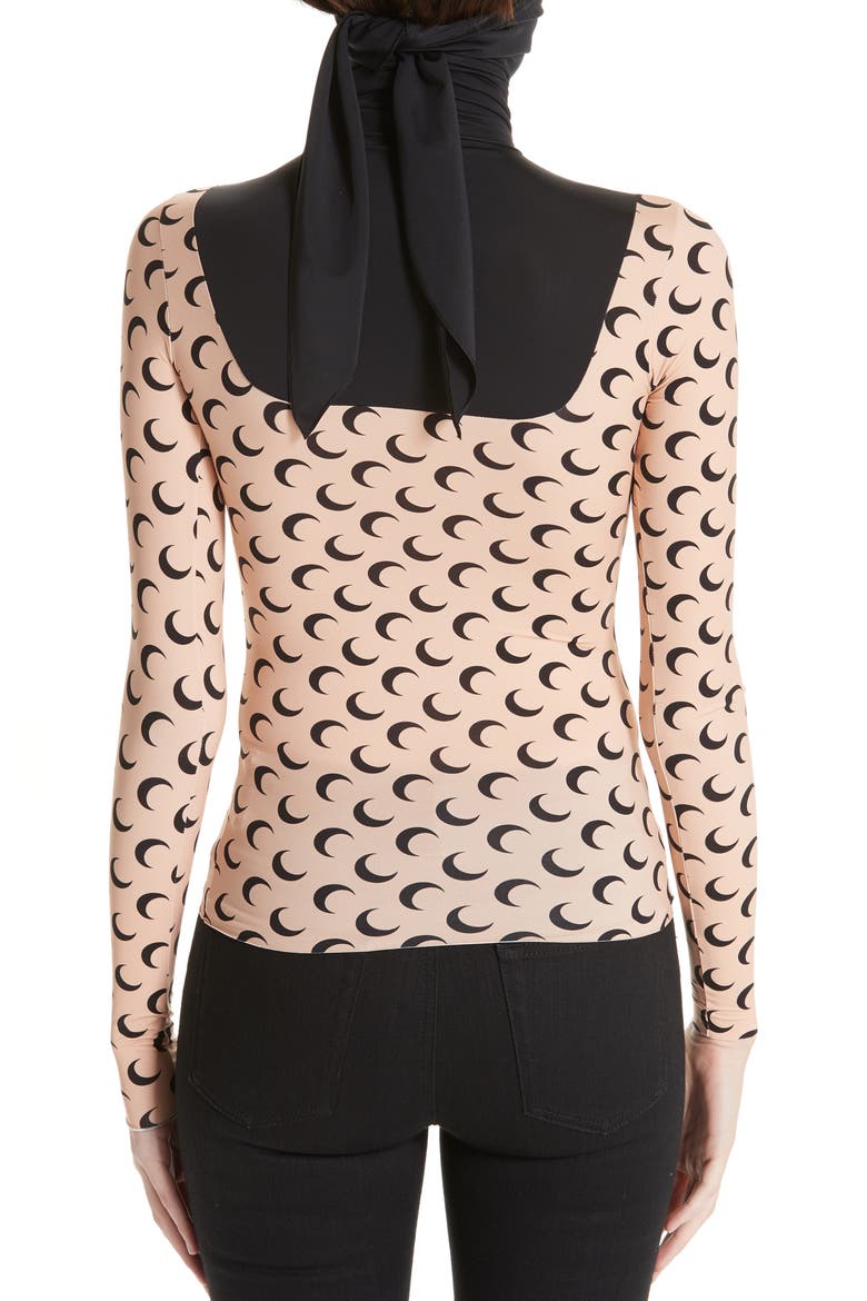 Moon Print Knit Top, Alternate, color, BLACK/ ALL OVER MOON TAN