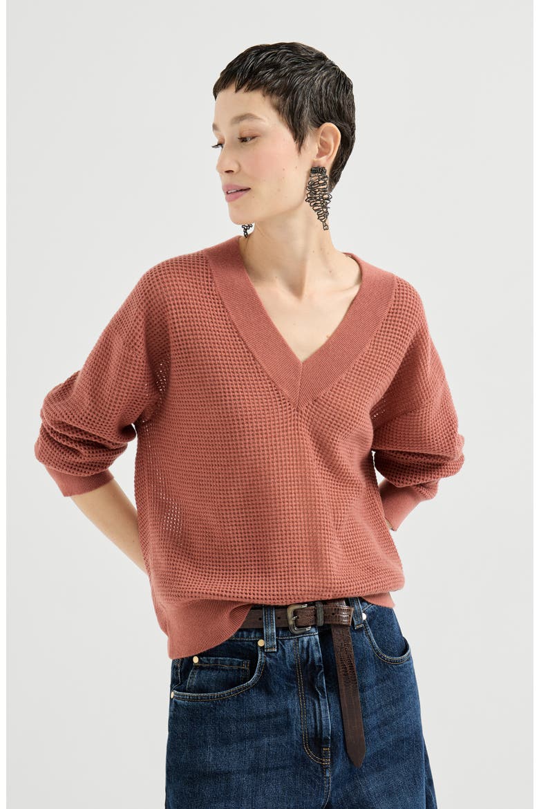 Cashmere net sweater, Alternate, color, Orange