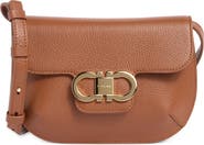 FERRAGAMO Lizzy Double Gancio Leather Crossbody Bag