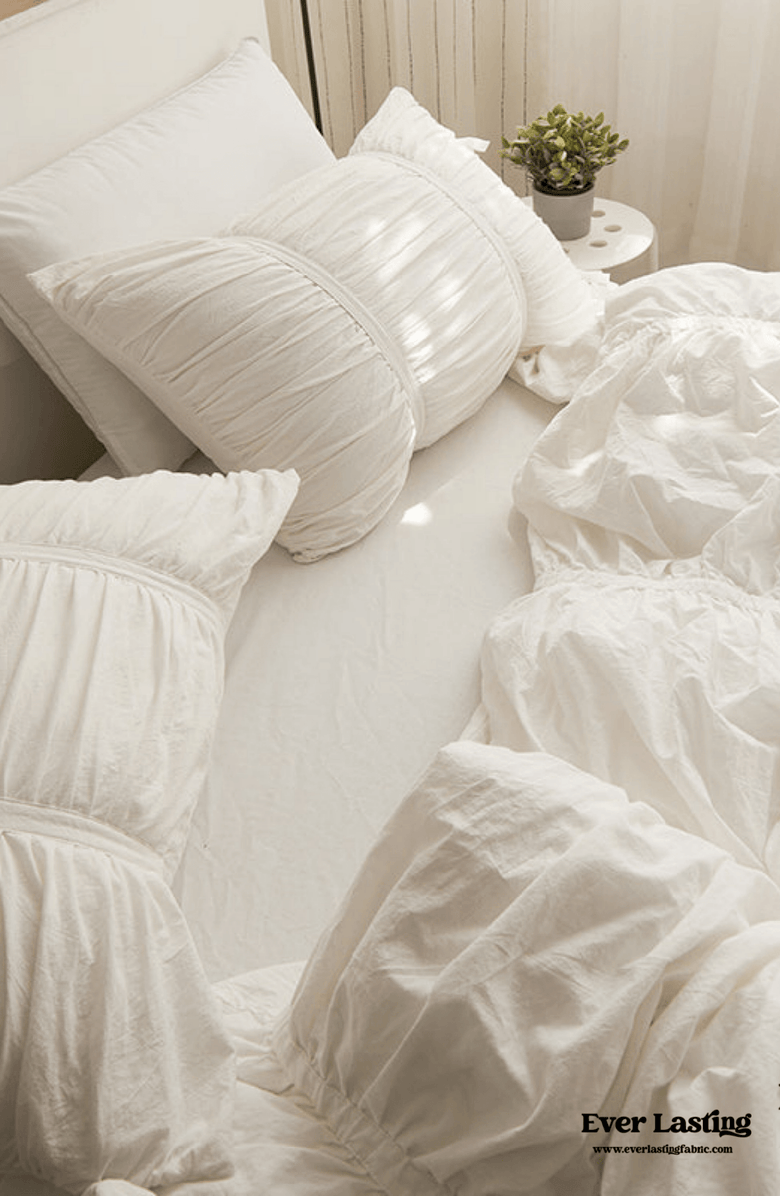 Ever Lasting Ruffle Ribbon Ties Duvet Cover, Alternate, color, White