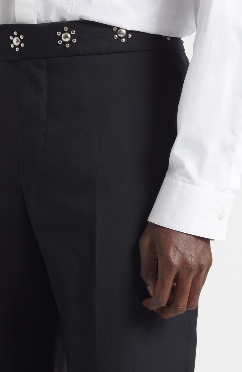 McQueen Studded Cotton Cigarette Pants, Alternate, color, Black