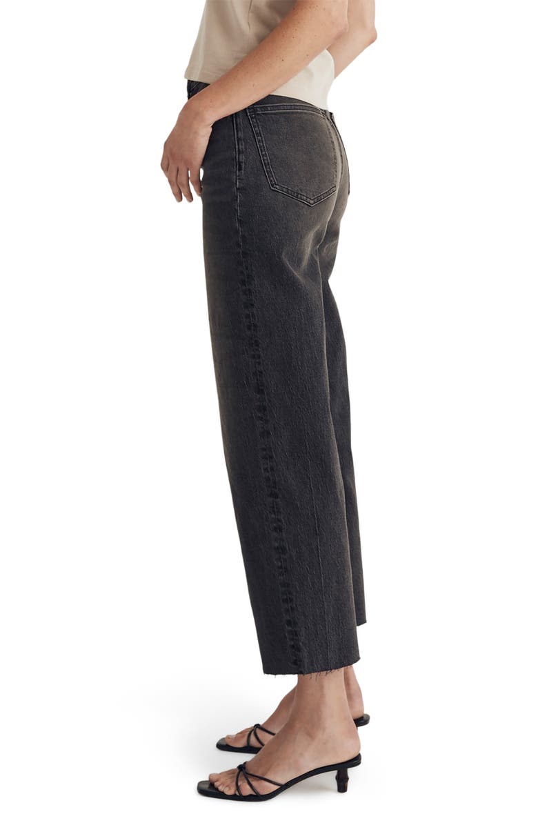 Madewell The Perfect Raw Hem Crop Wide Leg Jeans, Alternate, color, Benley Wash