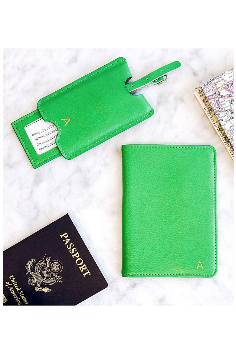 Monogram Passport Case & Luggage Tag, Alternate, color, BROWN - A