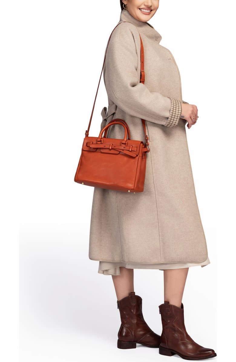 OLD TREND Wishbone Genuine Leather Structured Heritage Satchel, Alternate, color, Cognac