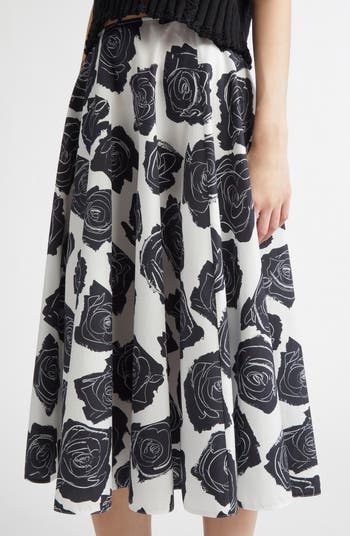 【MARNI】 Printed midi skirt Marni Rose Scribble-Print Paneled Pull-On Midi Skirt