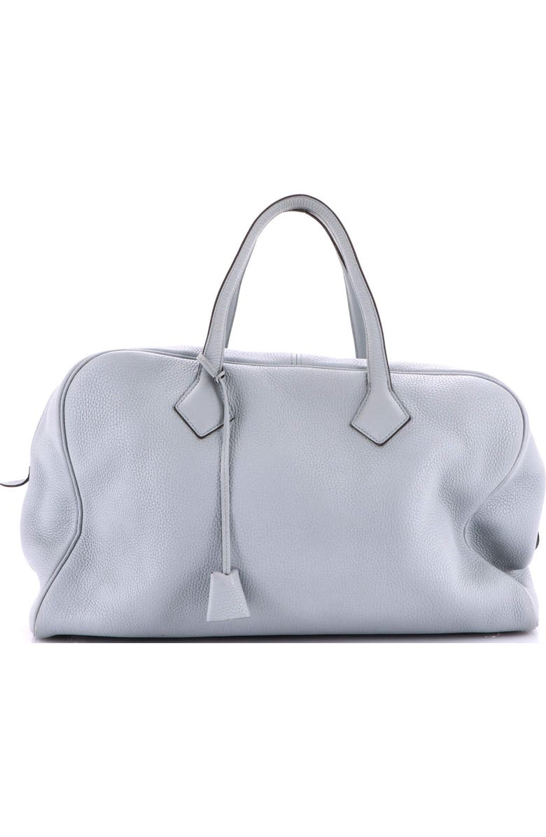 Pre-Owned Hermes Victoria II Travel Handbag Clemence 43, Main, color, Bleu Glacier