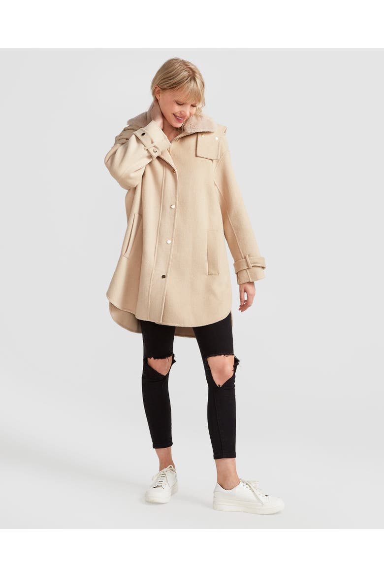 Heavy Hearted Detachable Hooded Coat, Alternate, color, Pale Oat