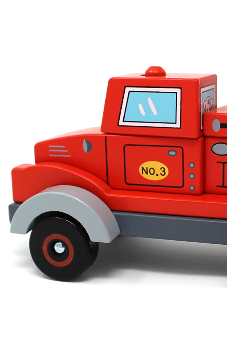 Jack Rabbit Creations Firetruck Stack & Play Puzzle Toy, 3D, Plastic, Kids, Alternate, color, Multicolored