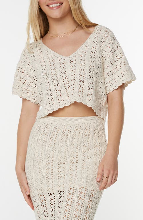 Roxy Sea Swirl Boxy Crochet Sweater In White