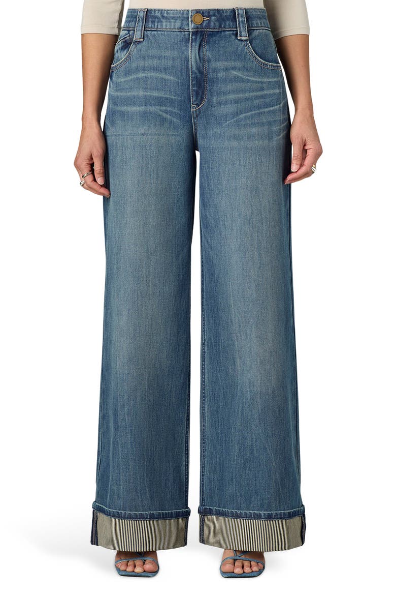 Skyrise Cuffed Wide Leg Jeans, Main, color, MID BLUE ARTISANAL