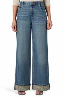 Skyrise Cuffed Wide Leg Jeans