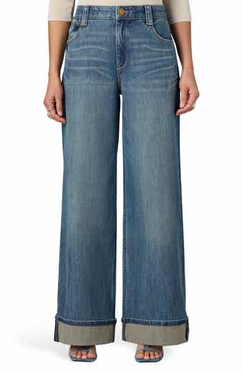 Skyrise Cuffed Wide Leg Jeans