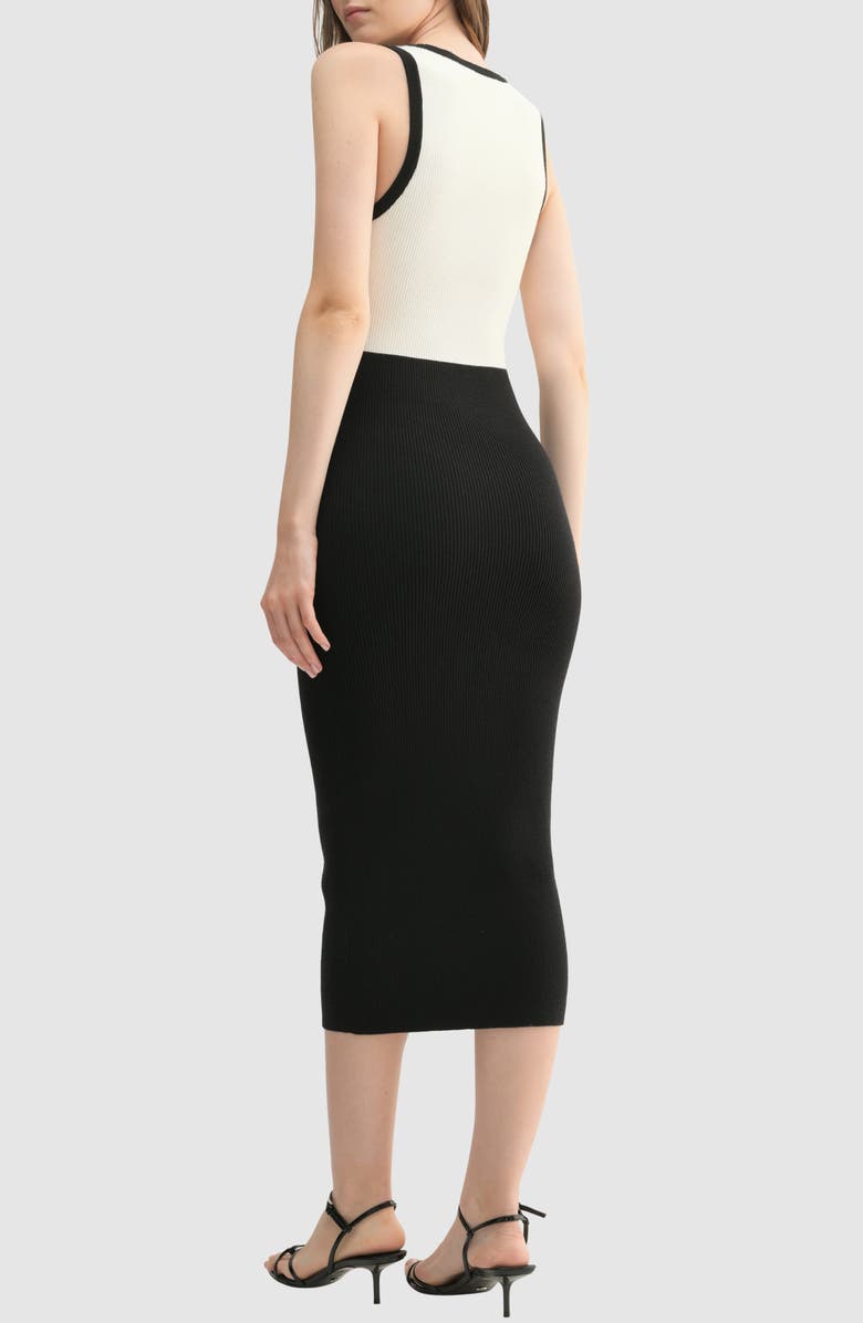 Lush Colorblock Cutout Midi Dress, Alternate, color, Black Cream