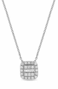 Gatsby 18K White Gold Diamond Cushion Pendant Necklace