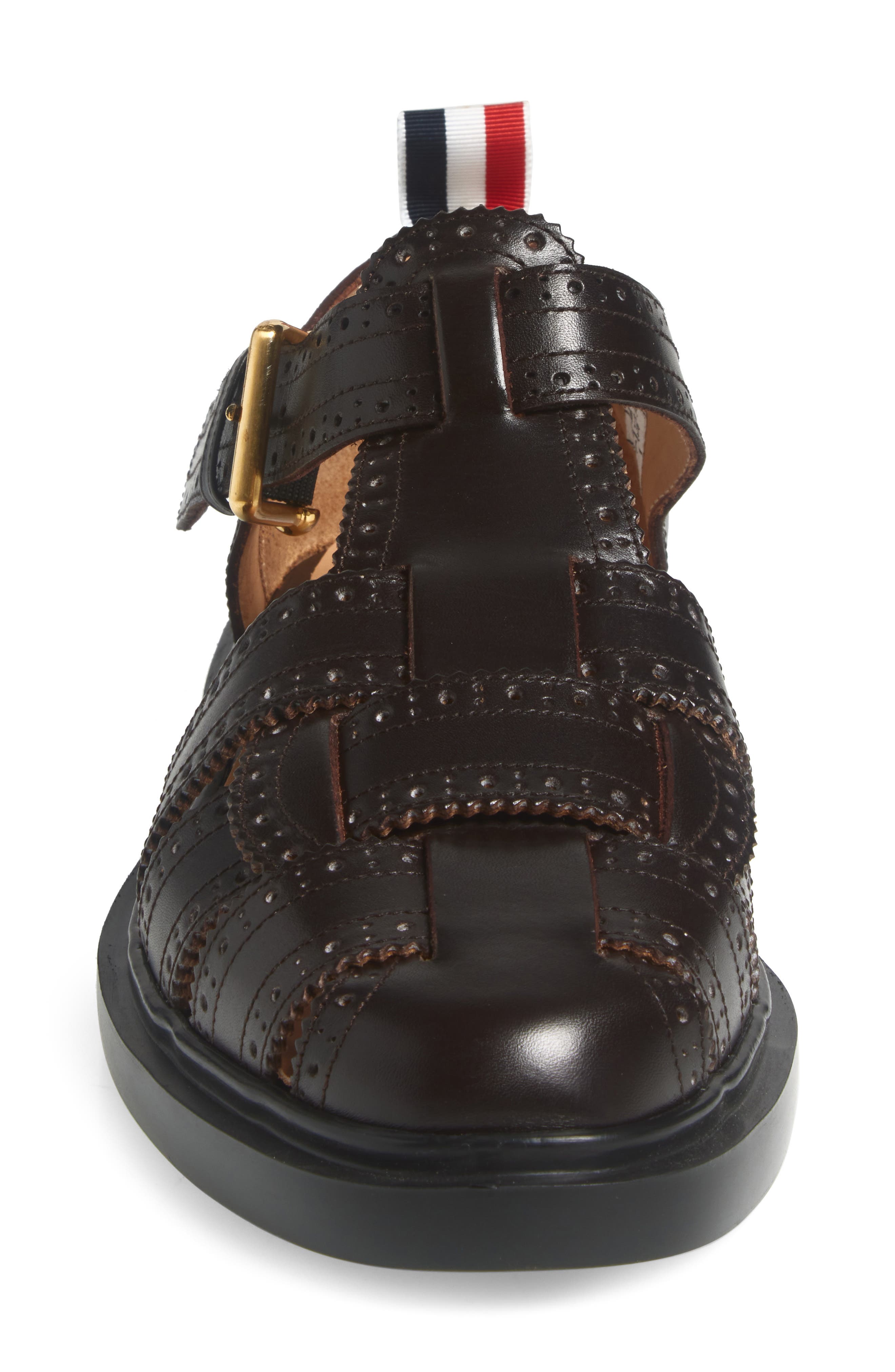 Thom Browne Brogue Fisherman Sandal, Alternate, color, Brown