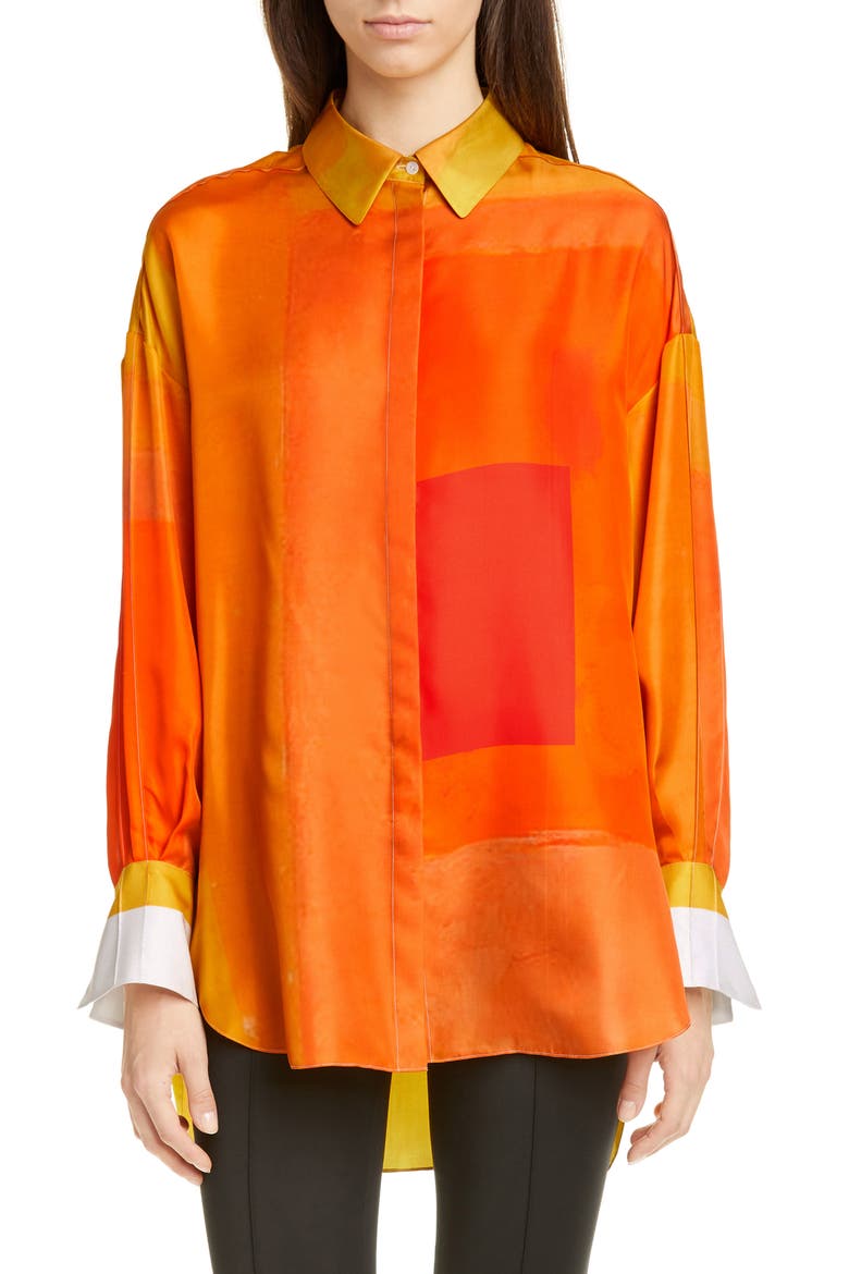Hugo Silk Shirt, Main, color, POPPY MULTI