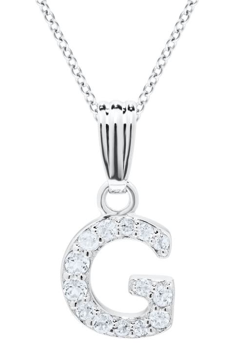 White Topaz Pavé Initial Pendant Necklace (Baby)