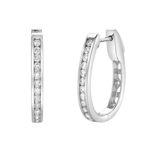 Luvmyjewelry Callaluna Channel-set Diamond Huggie Hoop Earrings In 14k Gold