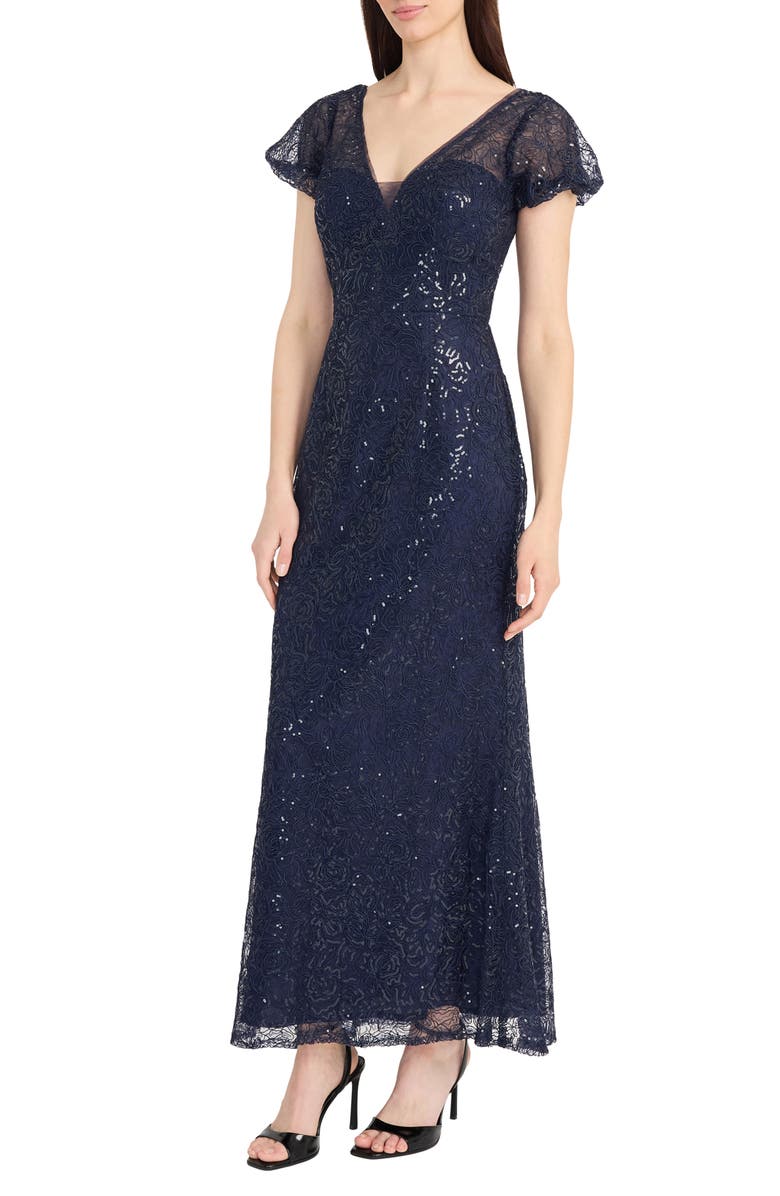 Maggy London Sequin Mermaid Gown, Alternate, color, Navy Blazer/ Eclipse