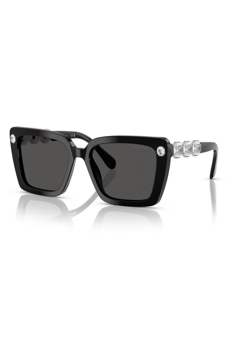 Swarovski 55mm Square Sunglasses, Alternate, color, Black