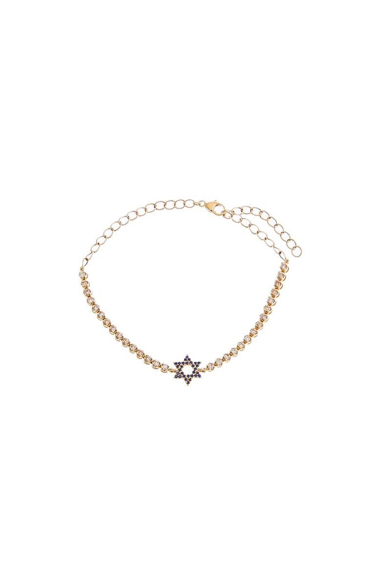 BY ADINA EDEN Diamond X Sapphire Blue Star Of David Tennis Bracelet 14K, Main, color, 14K Gold