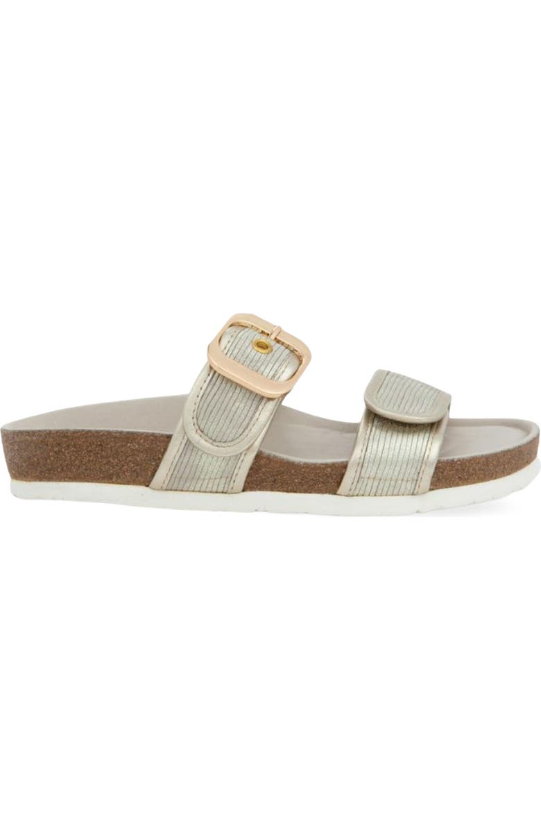 Naot Nashville Double Band Slide Sandal, Alternate, color, Platinum Strip W/ Gold