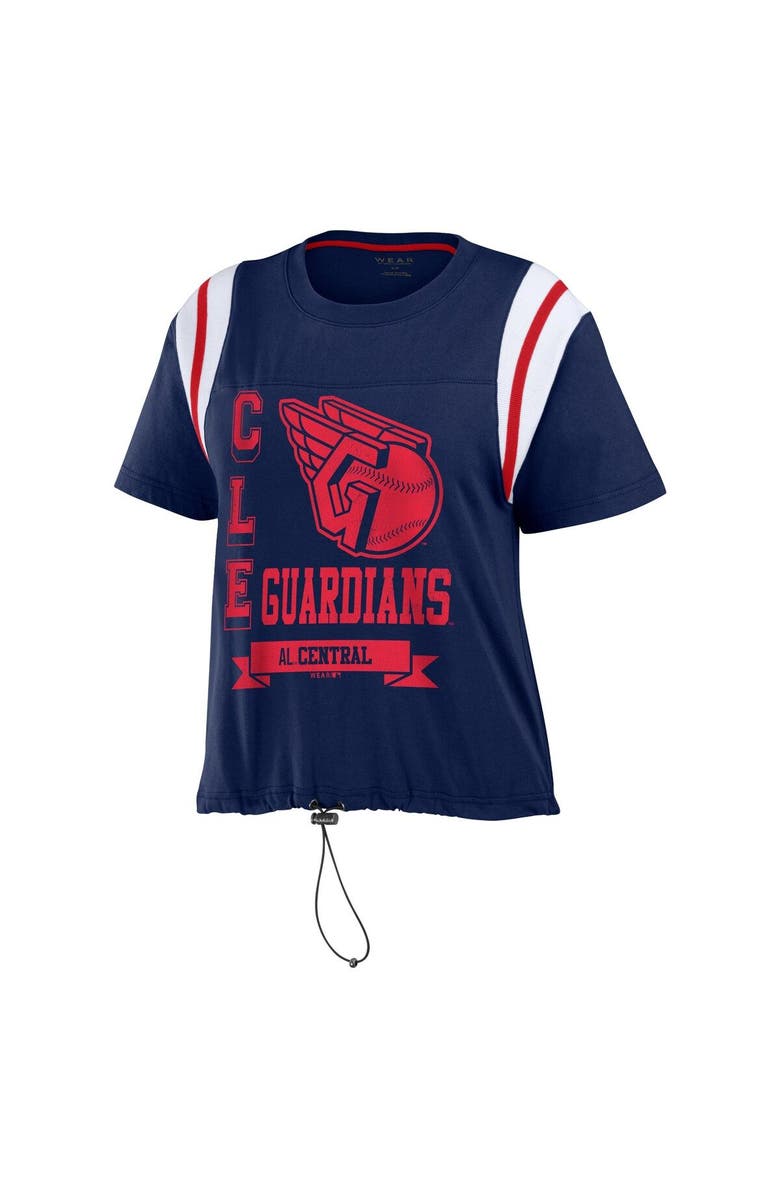 WEAR by Erin Andrews Women's WEAR by Erin Andrews Navy Cleveland Guardians Cinched Colorblock T-Shirt, Alternate, color, Navy