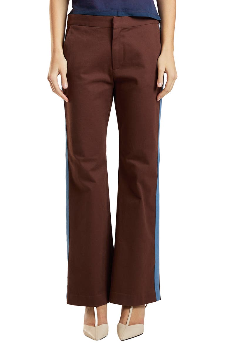 Cotton Cropped Flared Pants, Alternate, color, Brown