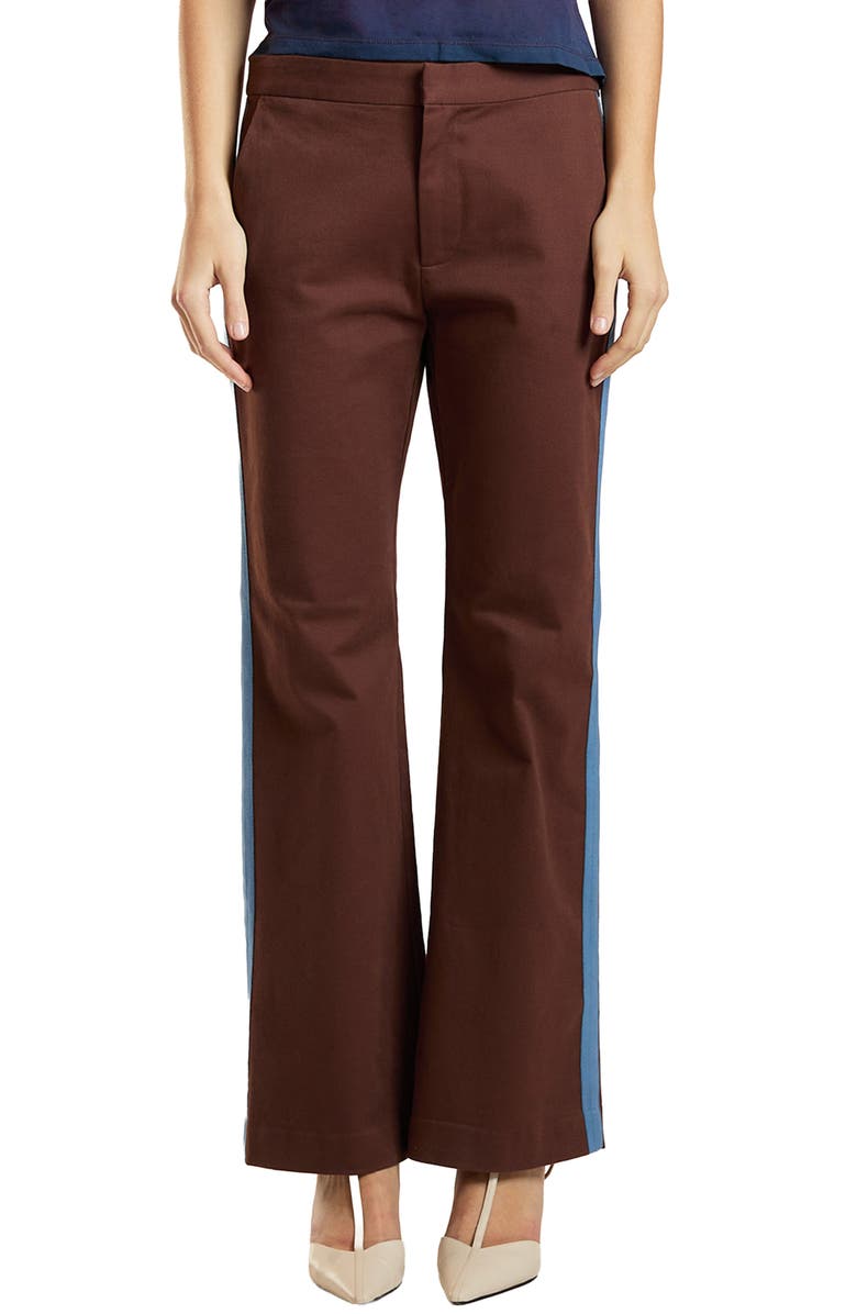 Cynthia Rowley Cotton Cropped Flared Pants, Alternate, color, Brown