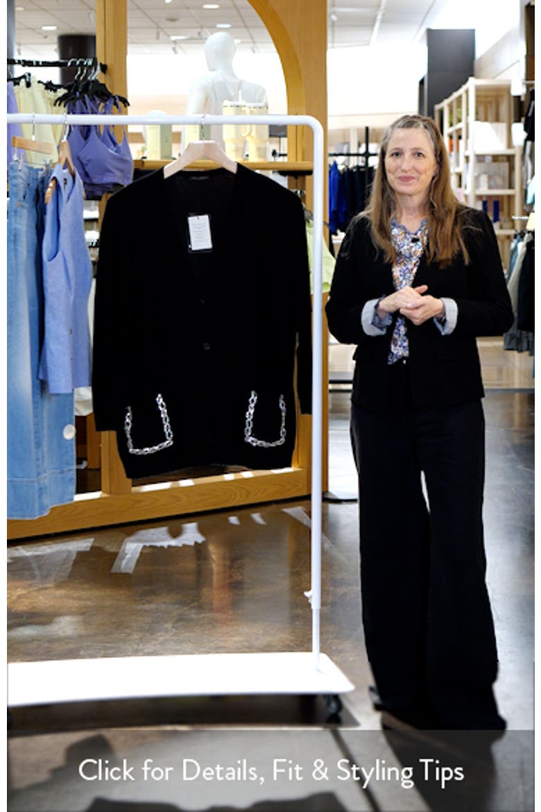 Pavido Rhinestone Pocket Wool & Cashmere Cardigan video