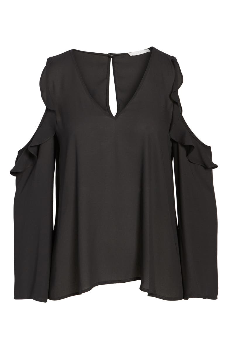 All in Favor Cold Shoulder Ruffle Top, Alternate, color,