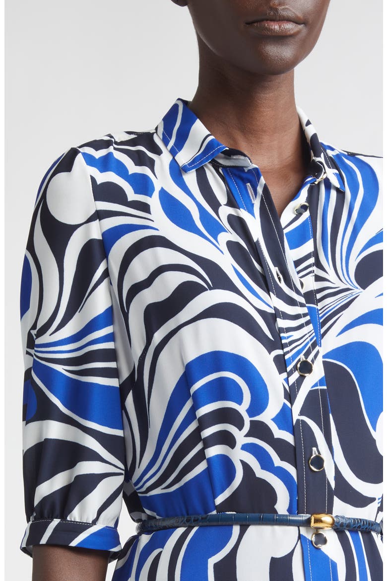 Midcentury Scroll Shirtdress, Alternate, color, MIDNIGHT/ WHITE/ COBALT MULTI