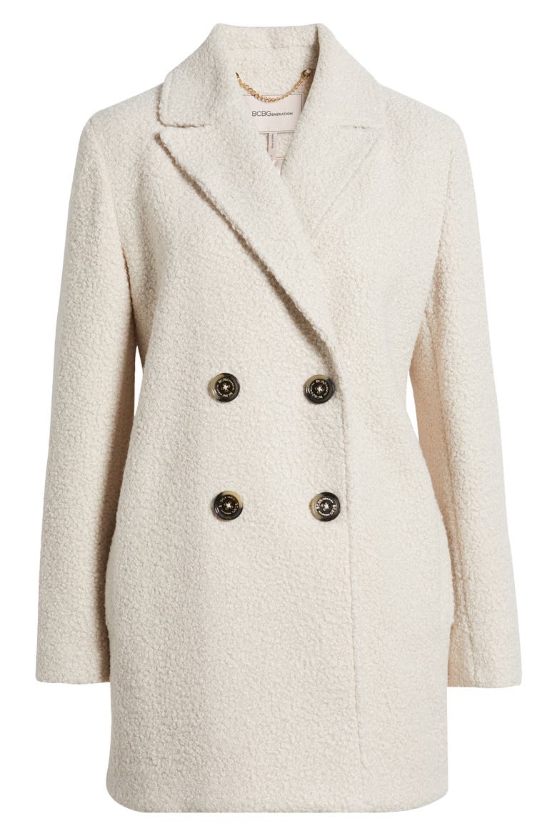 Double Breasted Boucle Coat, Alternate, color, CREAM